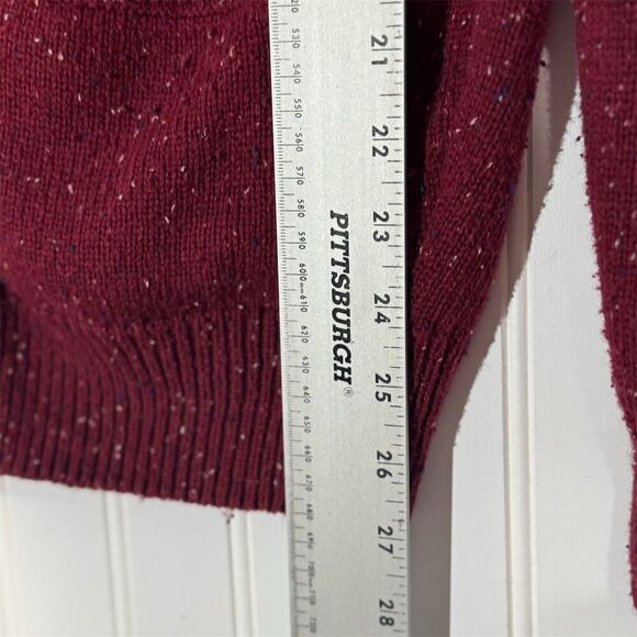 Crown & Ivy Red Speckled Knit Shawl Collar Cardigan Sweater Women’s S Pockets - Picture 6 of 8